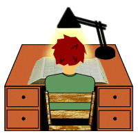 A boy studying at a desk.