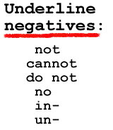 Underlining negatives.