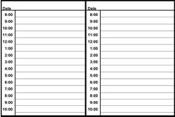  2 Day Daily Planner 2:  Hourly Schedule from 8 am - 10 pm.  Click for a print ready version.