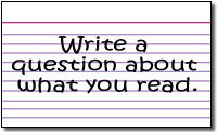 A note card with questions about the reading written on it.