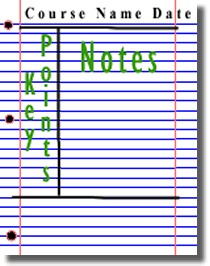 A page showing the key points and the notes in the middle sections of the page.